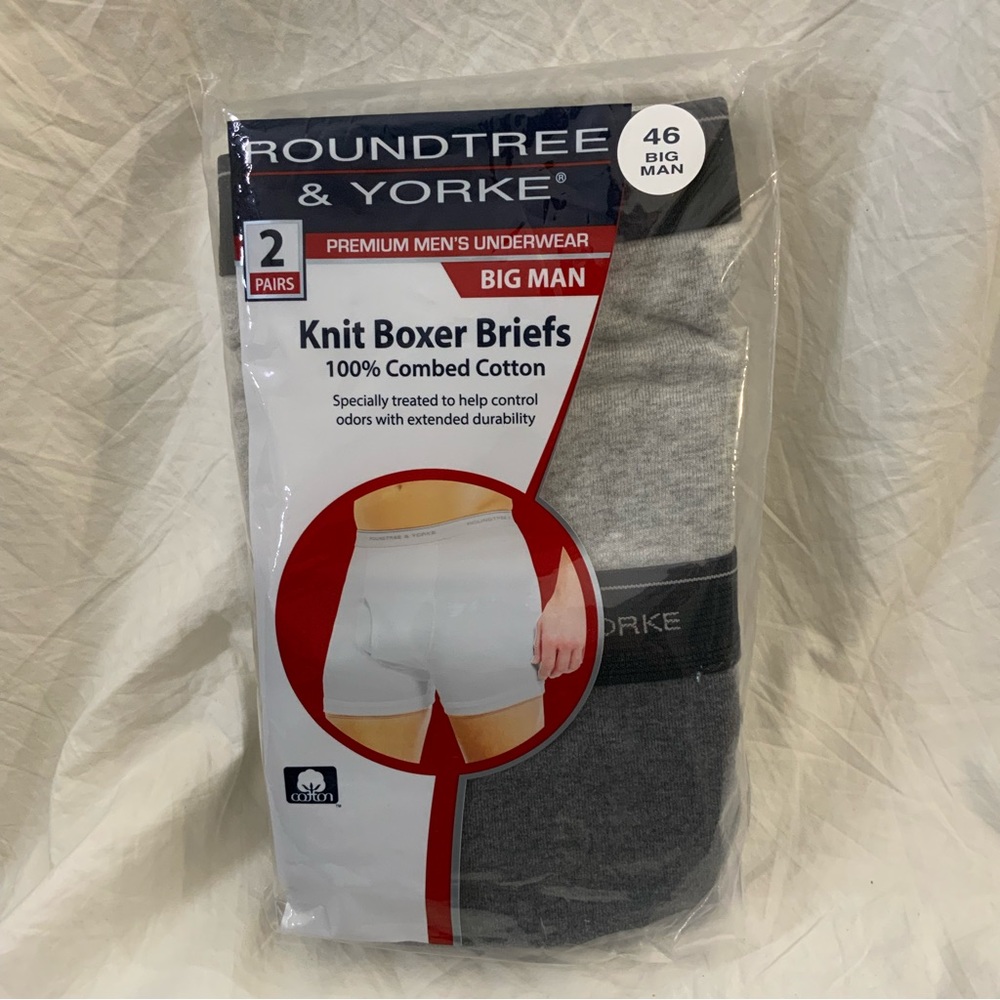 Roundtree & Yorke Knit Boxer Briefs Premium Underwear sizes 46 Gray New